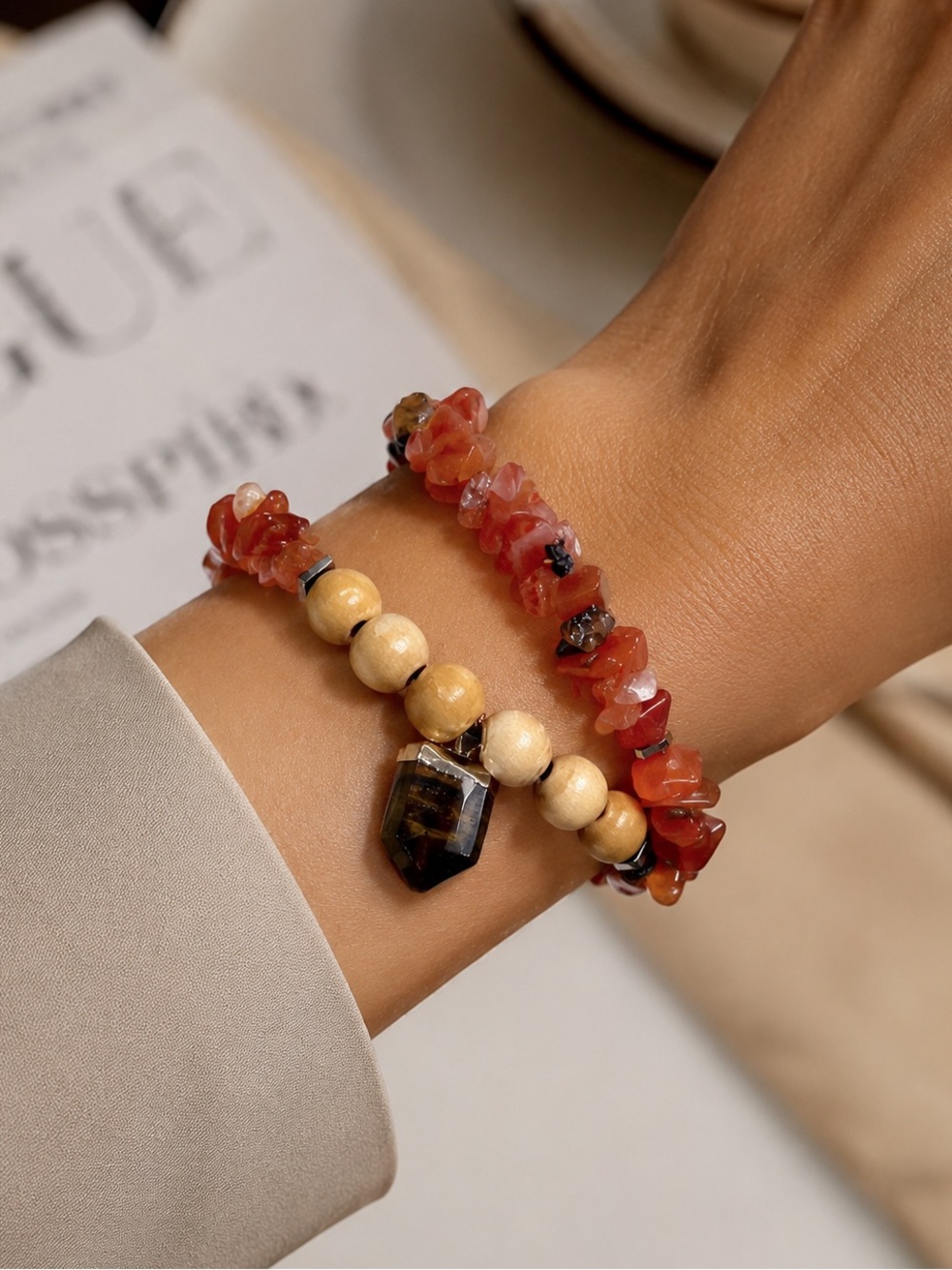 Money, Success, Prosperity Bracelet - Red Agate Hematite Tiger’s Eye